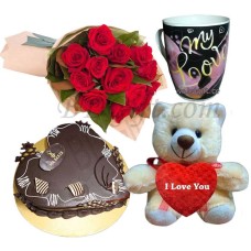 Cake W/ Roses , Love Mug & Love Bear