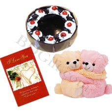 (33) Cake W/ card & twin teddy bear