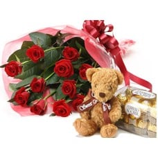 Select Roses And  Teddy And  Chocolate