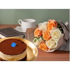 Kilimanjaro coffee tiramisu & Frill Bouquet White&Orange