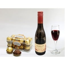 New Half bottle of red wine & Chocolate