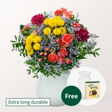 Flower Bouquet BlÃ¼tenfreude with Halloren Balls & vase