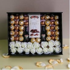 Luxury Baileys Lovers Hamper with White Roses and Chocolates