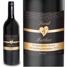 Personalised Couples Heart Red Wine