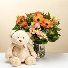 Bouquet of the day & teddy bear Boris