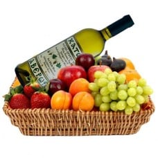Basket Filled With Fruits And Wine (medium)
