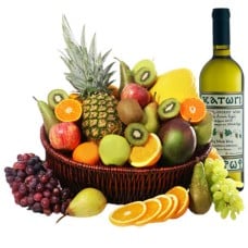 Exotic Fruits And White Wine In A Basket (small)