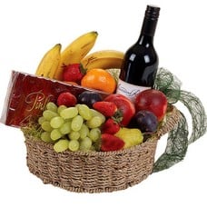 Basket With Fruits, Wine And Chocolates (medium)