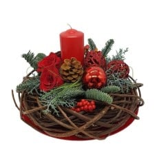 Festive centerpiece with candle