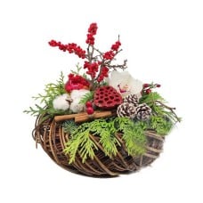 Festive decorative wooden centerpiece