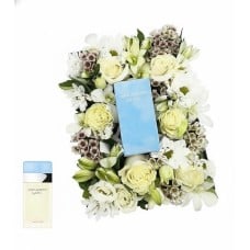 White arrangement and DOLCE&GABBANA Light Blue 30ml for women