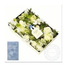 White arrangement and DOLCE&GABBANA Light Blue 30ml for men