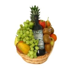 Basket with fruits and a bottle of wine (Basic)