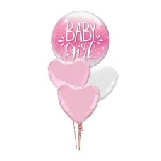 Baby Girl Bubble + Hearts Bouquet