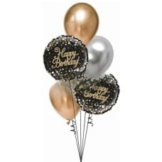 Happy Birthday Fizz Black + Gold Bouquet