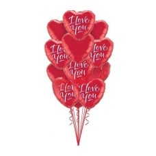 A Dozen Red I Love You Heart Balloons