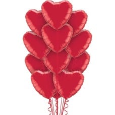 A Dozen Red Heart Balloons