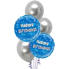 Happy Birthday Blue + Silver Bouquet