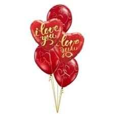 Red Gold Romantic I Love You Bouquet