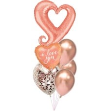Rose Gold Chain of Hearts Sparkling Balloon Bouquet