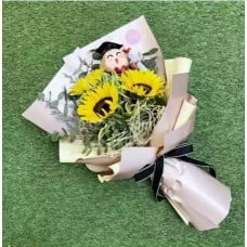 Graduation Bouquet 17 (Convocation Line Toy with 3 stalks Sunflowers)