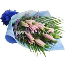 Lily Hand Bouquet 14 (10 Stalks Stargazer Lily)