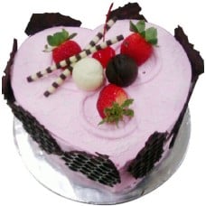 Love Chocolate Mousse Delight with Flower Hand Bouquet (1.0kg cake with 6 stalk (Carnations OR Roses))