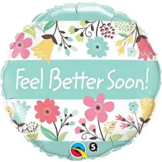 Feel Better Soon Floral Round Foil Balloon