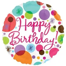 Happy Birthday Dots and Sparkles Foil Balloon