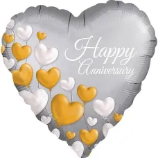 Anniversary Platinum Hearts Foil Balloons