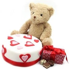 Love Cake with Teddy and Chocolates