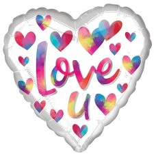 Love U Colour Splash Foil Balloons