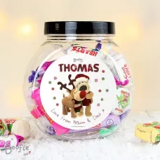 Personalised Boofle Christmas Reindeer Sweet Jar
