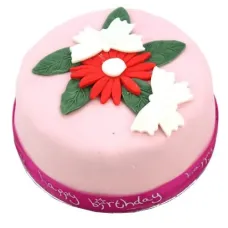 Birthday Butterfly Flowers Cake For Girl (7 Inch Birthday Butterfly Flowers Cake For Girl)