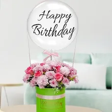 Birthday Blooms With Balloon
