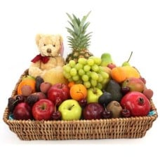 Premium Fruit Basket With Bear