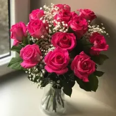 12 Pink Roses