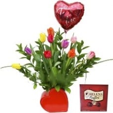 Tulips Heart + balloon + truffles