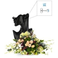 White Gold Earrings and Bouquet