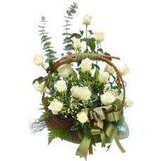 White Roses Basket