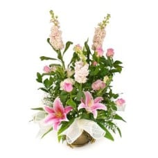 Pretty In Pink Flower Basket (Small)