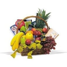Fruits and gourmet basket