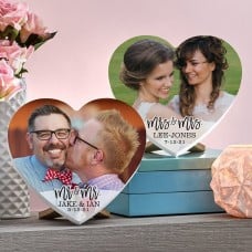 Modern Couple Photo Wood Heart