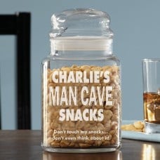 Man Cave Glass Treat Jar (Without Candy)