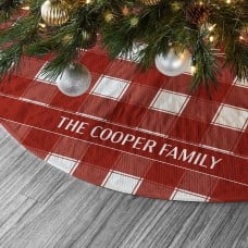 Fun Plaid Christmas Quilted Tree Skirt