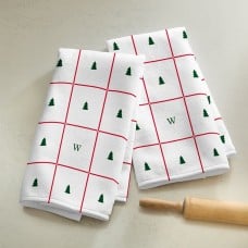 Plaid Trees Initial Kitchen Towel