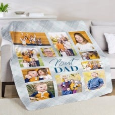 Best Dad Photo Collage Plush Blanket