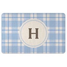 Pastel Plaid Initial Doormat