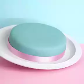 Blue cake with ribbon (Small (18cm (6 Parts)))
