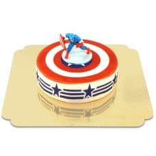 Captain America Figurine on Shield Cake (Small)
